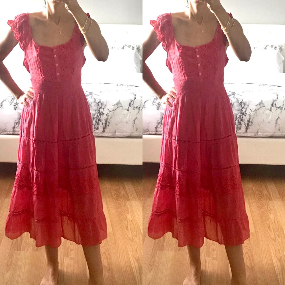 Bohemian red/orange mid length summer dress